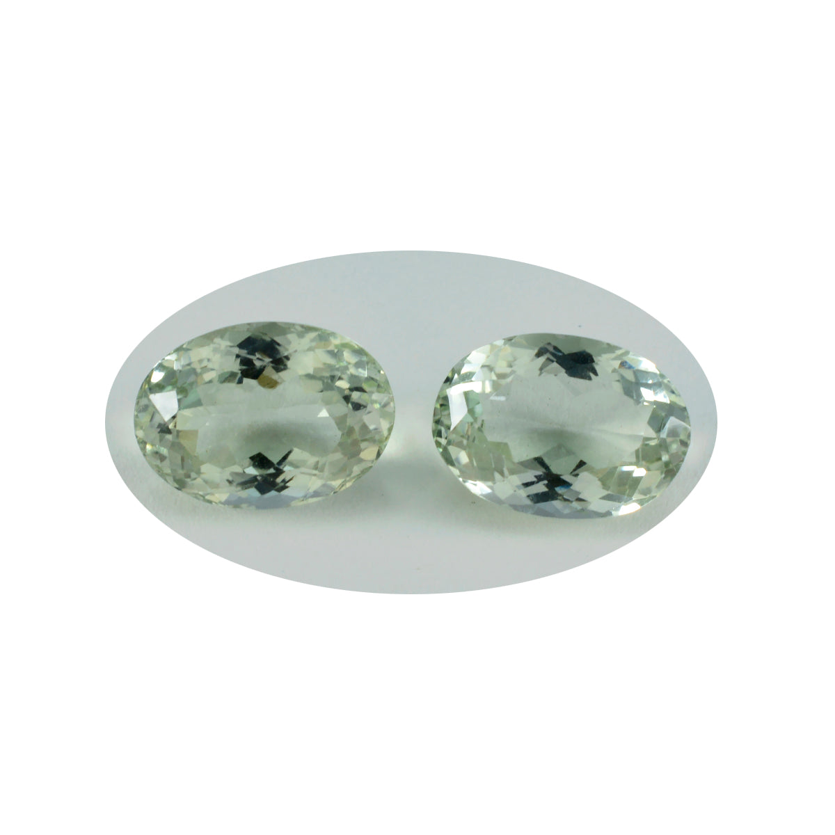Riyogems 1PC Green Amethyst Faceted 10x14 mm Oval Shape A Quality Gems