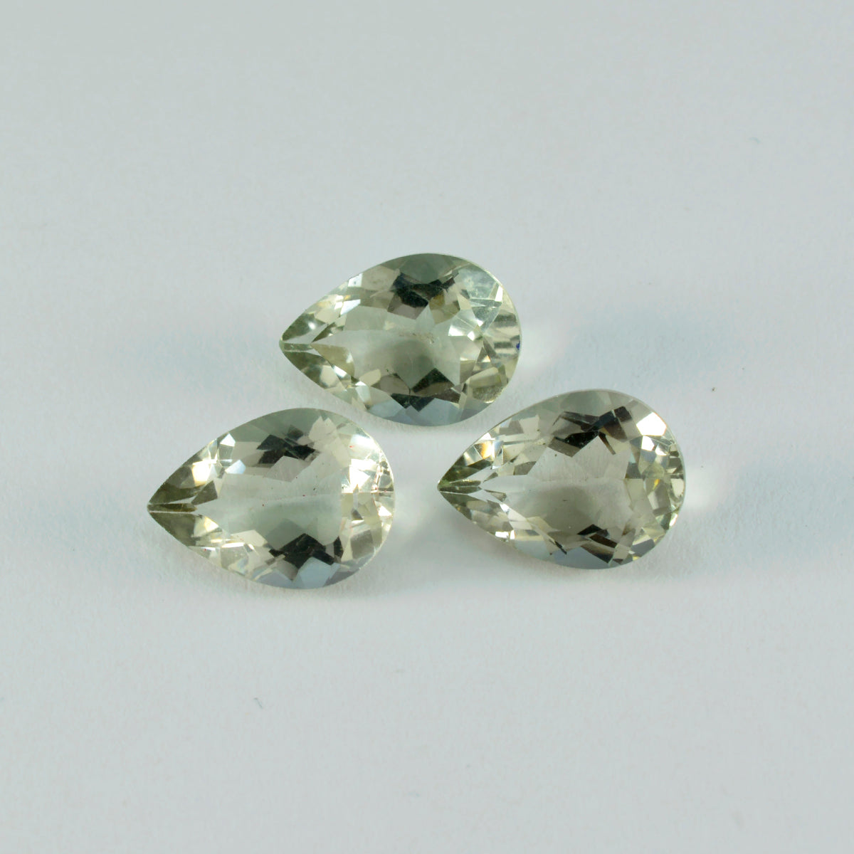 Riyogems 1PC Green Amethyst Faceted 10x14 mm Pear Shape beautiful Quality Gems