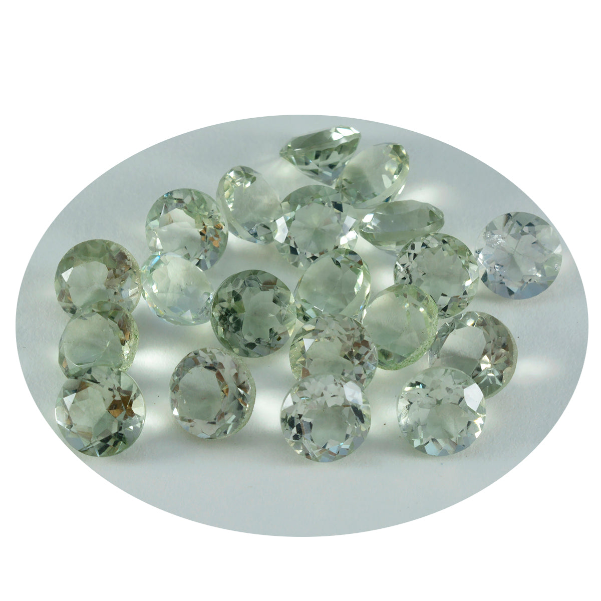 Riyogems 1 Stück grüner Amethyst, facettiert, 5 x 5 mm, runde Form, gut aussehende, hochwertige lose Edelsteine