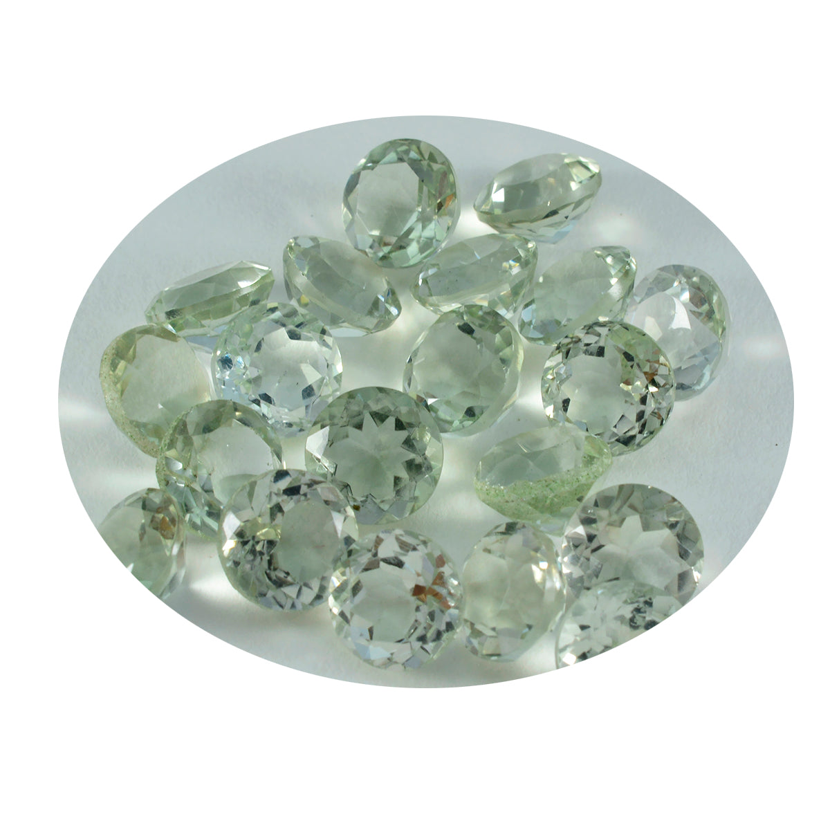 riyogems 1 st grön ametist fasetterad 6x6 mm rund form snygg kvalitets lös sten