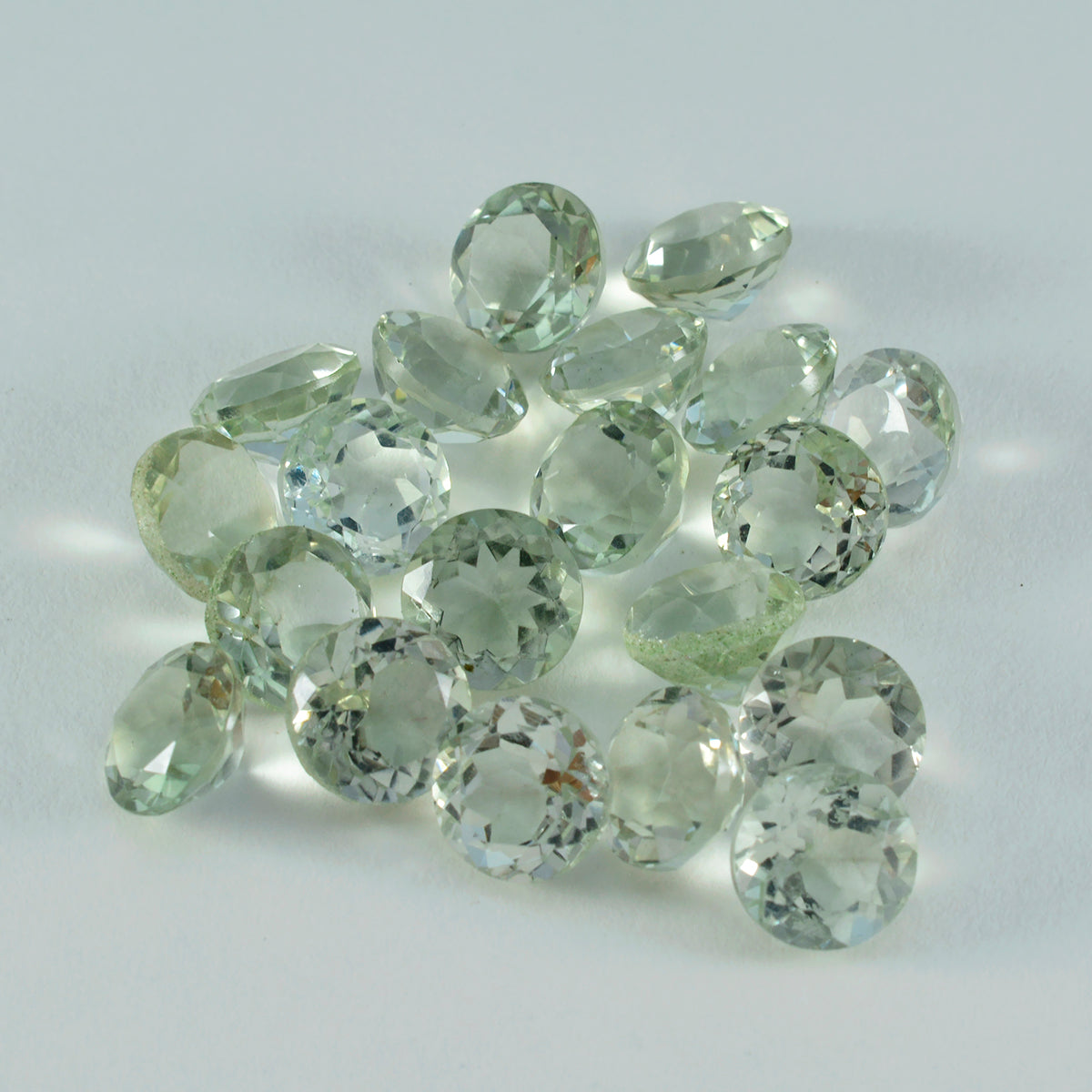 Riyogems 1PC Green Amethyst Faceted 6x6 mm Round Shape nice-looking Quality Loose Stone