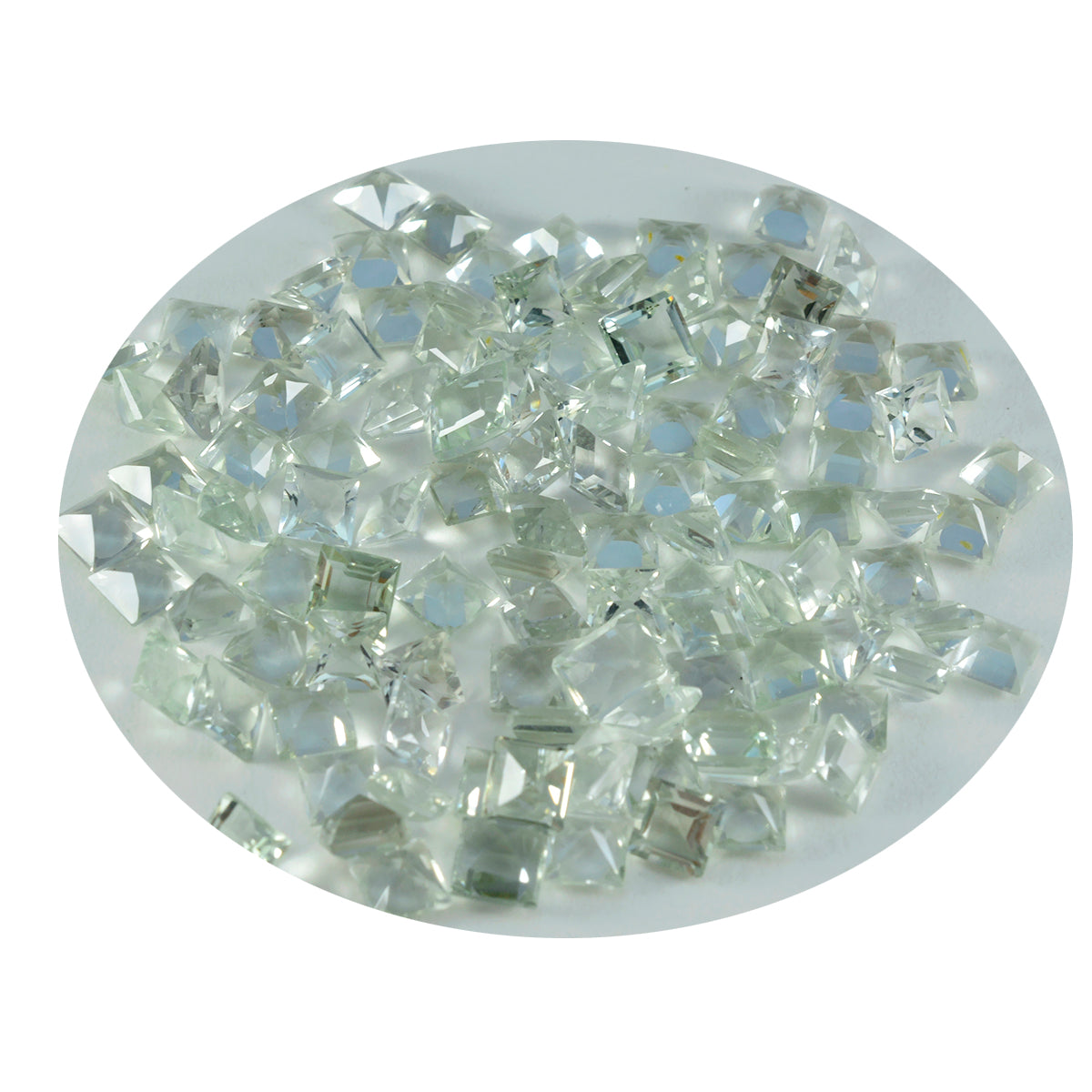 riyogems 1pc グリーン アメジスト ファセット 4x4 mm 正方形の形状の甘い品質の宝石