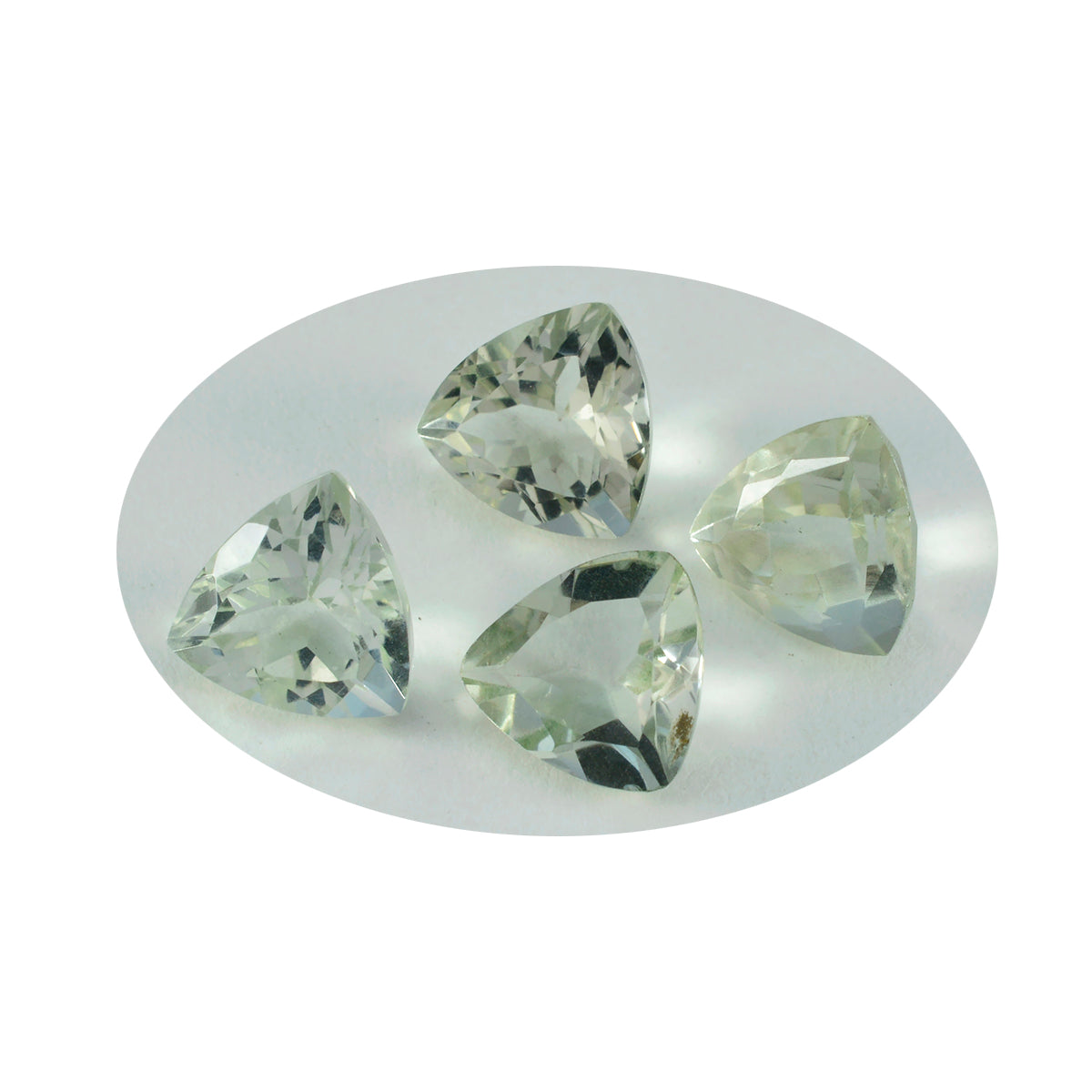 Riyogems 1PC Green Amethyst Faceted 10x10 mm Trillion Shape good-looking Quality Stone