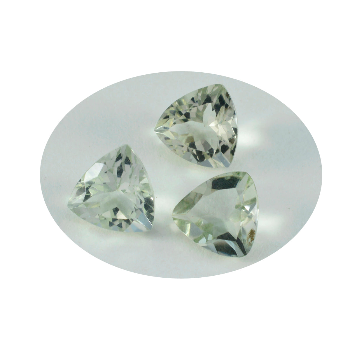 riyogems 1pc green amethyst faceted 11x11 mm trillion shape nice looking quality gemstone