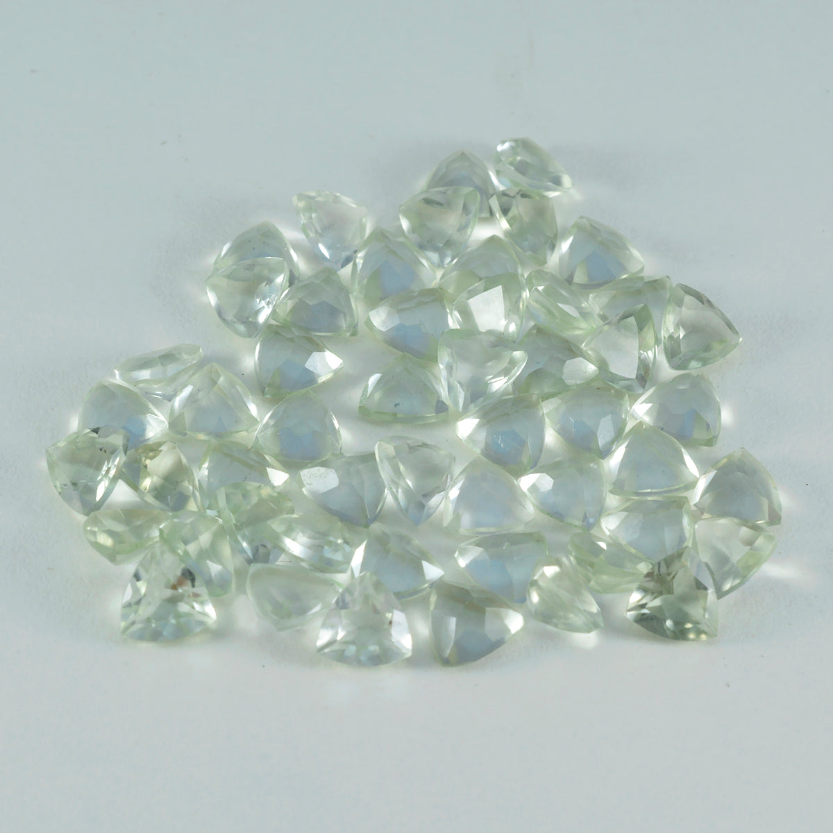 Riyogems 1PC Green Amethyst Faceted 5x5 mm Trillion Shape Nice Quality Loose Gems