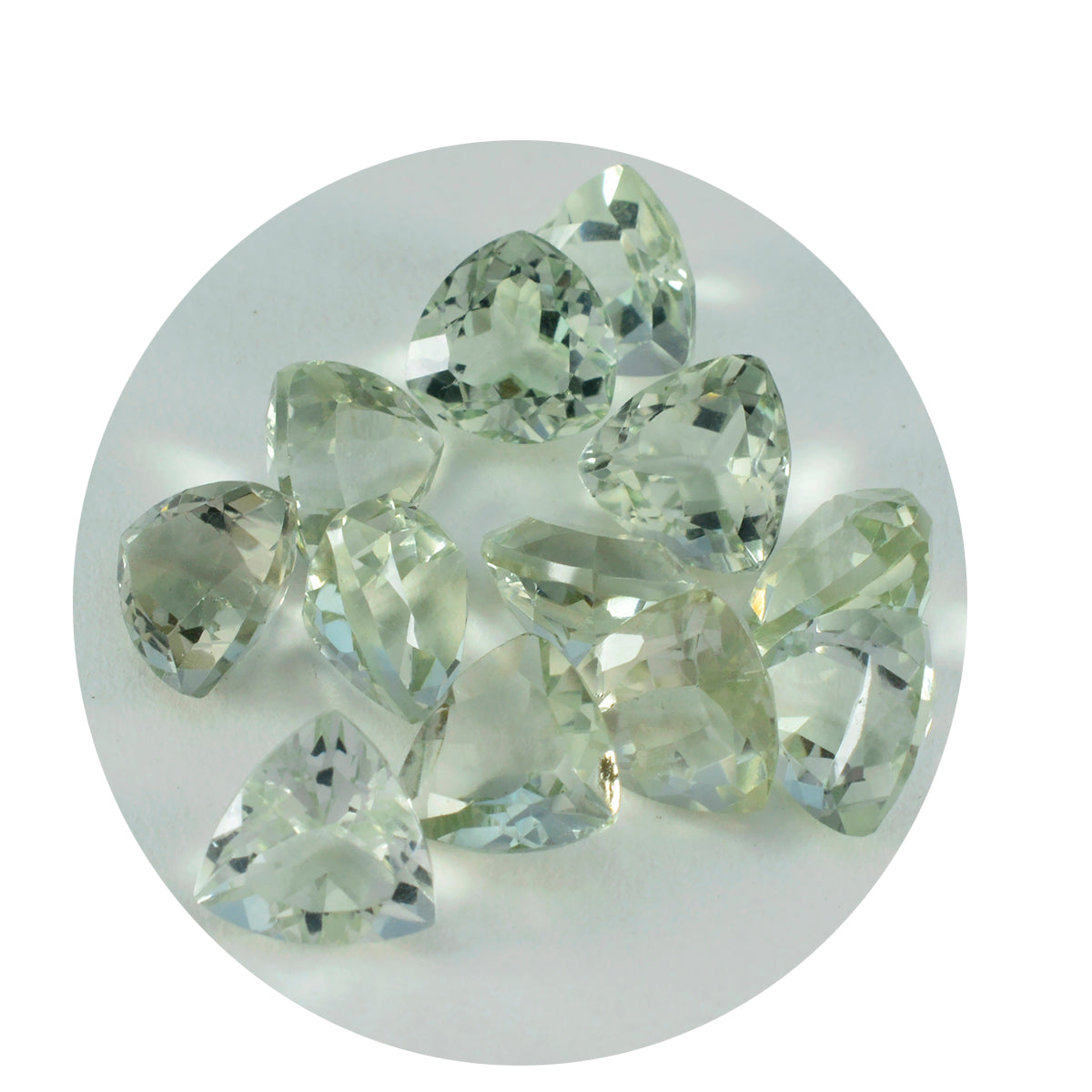 Riyogems 1PC Green Amethyst Faceted 9x9 mm Trillion Shape handsome Quality Gems