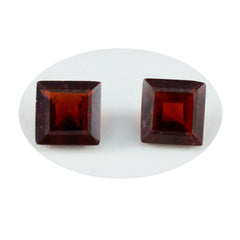 Riyogems 1PC Natural Red Garnet Faceted 10x10 mm Square Shape good-looking Quality Loose Gems