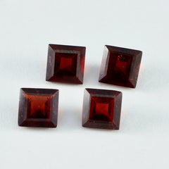 Riyogems 1 Stück natürlicher roter Granat, facettiert, 10 x 10 mm, quadratische Form, gut aussehende, hochwertige lose Edelsteine