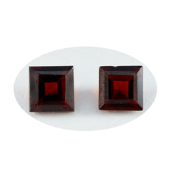 Riyogems 1pc véritable grenat rouge à facettes 12x12mm forme carrée excellente qualité pierre précieuse en vrac