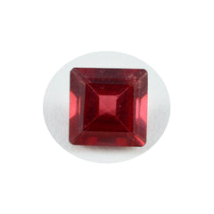 Riyogems 1 Stück echter roter Granat, facettiert, 14 x 14 mm, quadratische Form, Edelsteine von erstaunlicher Qualität