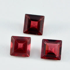 Riyogems 1 Stück echter roter Granat, facettiert, 14 x 14 mm, quadratische Form, Edelsteine von erstaunlicher Qualität