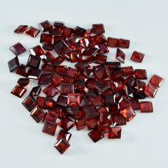 Riyogems 1PC Natural Red Garnet Faceted 4x4 mm Square Shape Good Quality Loose Gemstone
