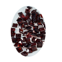 Riyogems 1 Stück echter roter Granat, facettiert, 5 x 5 mm, quadratische Form, schöner Qualitäts-Edelstein