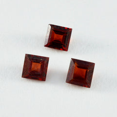 Riyogems 1PC Natural Red Garnet Faceted 7x7 mm Square Shape attractive Quality Stone