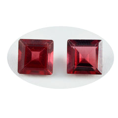 Riyogems 1PC Genuine Red Garnet Faceted 9x9 mm Square Shape handsome Quality Loose Gem