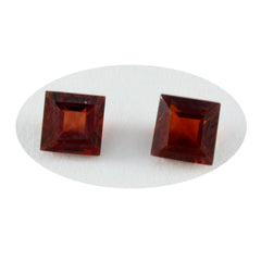 Riyogems 1 Stück echter roter Granat, facettiert, 6 x 6 mm, quadratische Form, wunderschöne Qualitäts-Edelsteine