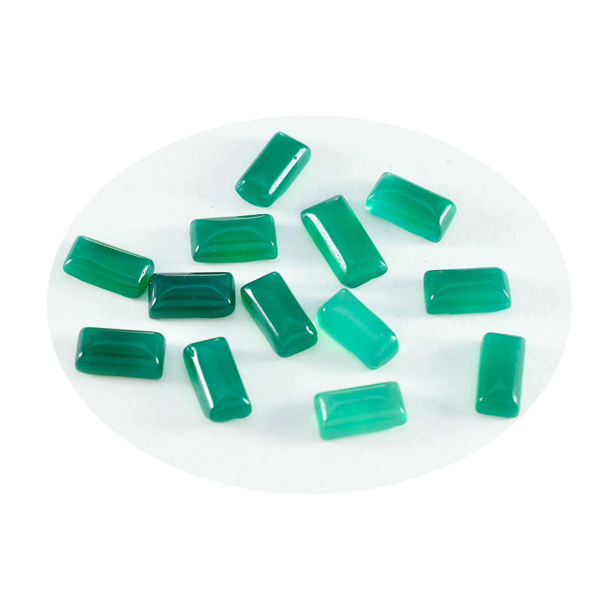 Riyogems 1pc cabochon onyx vert 4x8 mm forme baguett qualité douce pierre précieuse en vrac