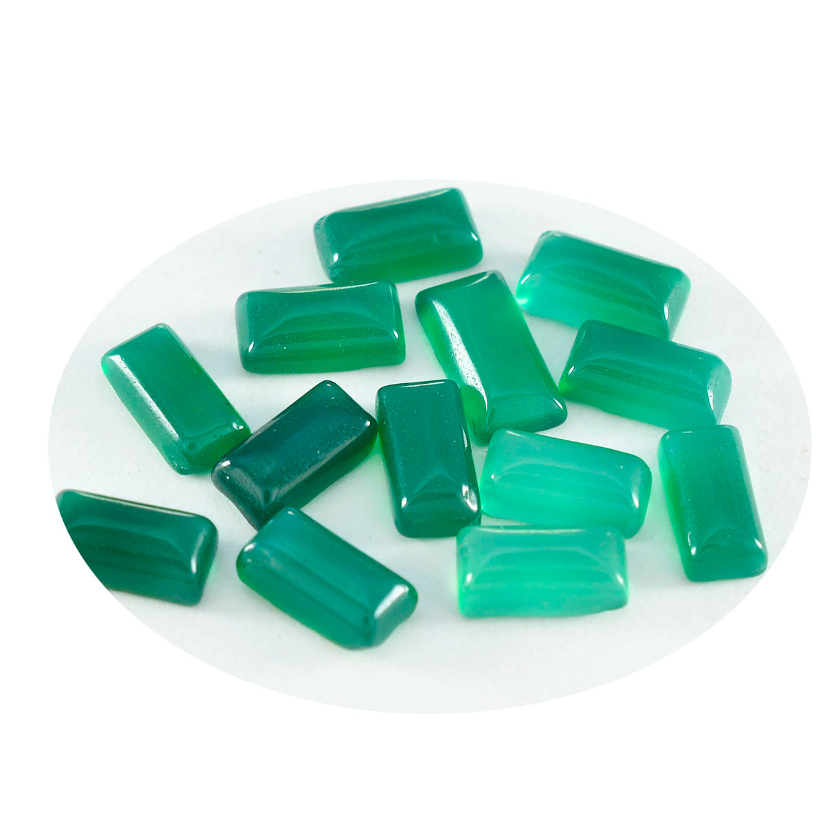 riyogems 1 st grön onyx cabochon 5x10 mm baguett form superb kvalitet pärla