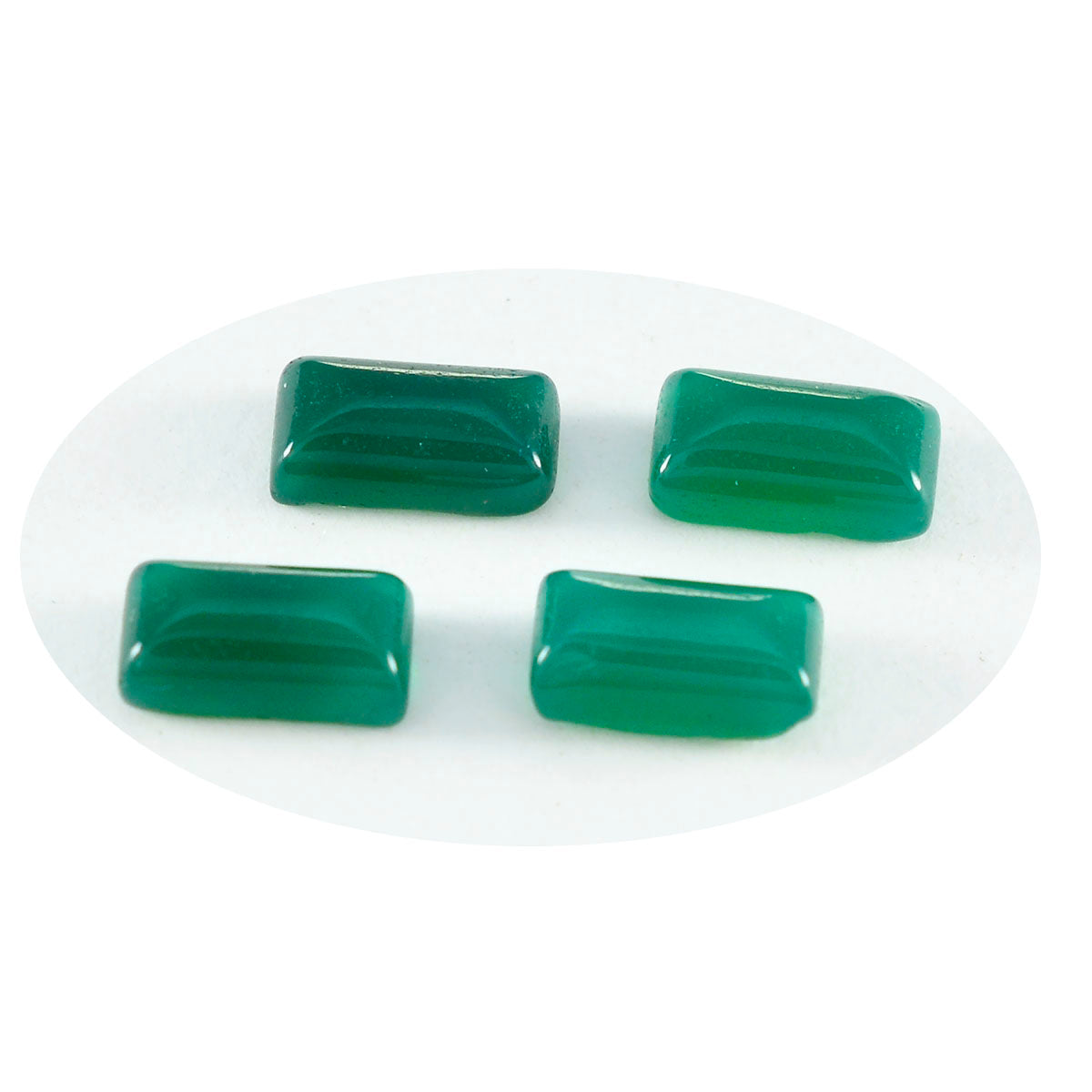 Riyogems 1 Stück grüner Onyx-Cabochon, 6 x 12 mm, Baguett-Form, tolle Qualitätsedelsteine