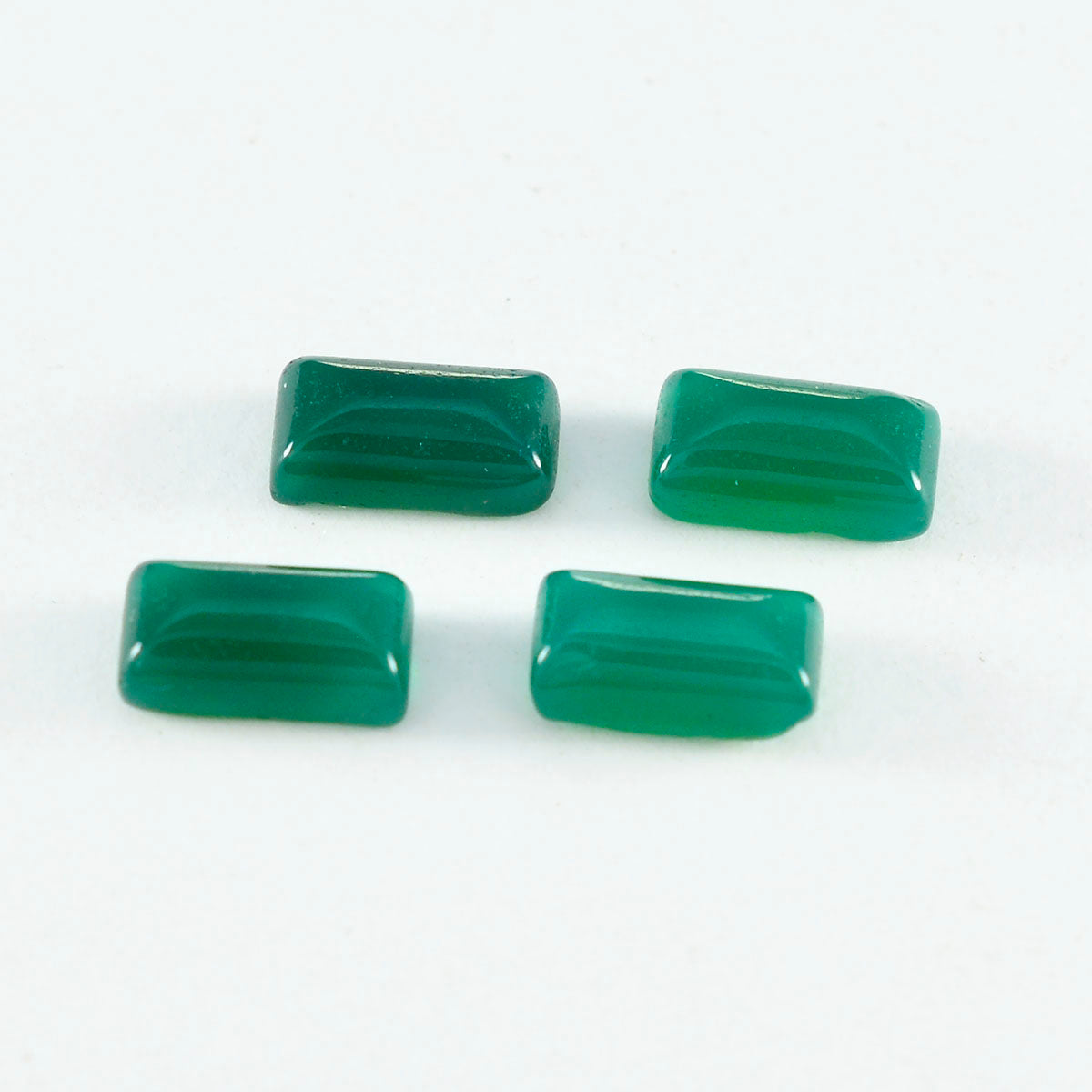 Riyogems 1 Stück grüner Onyx-Cabochon, 6 x 12 mm, Baguett-Form, tolle Qualitätsedelsteine