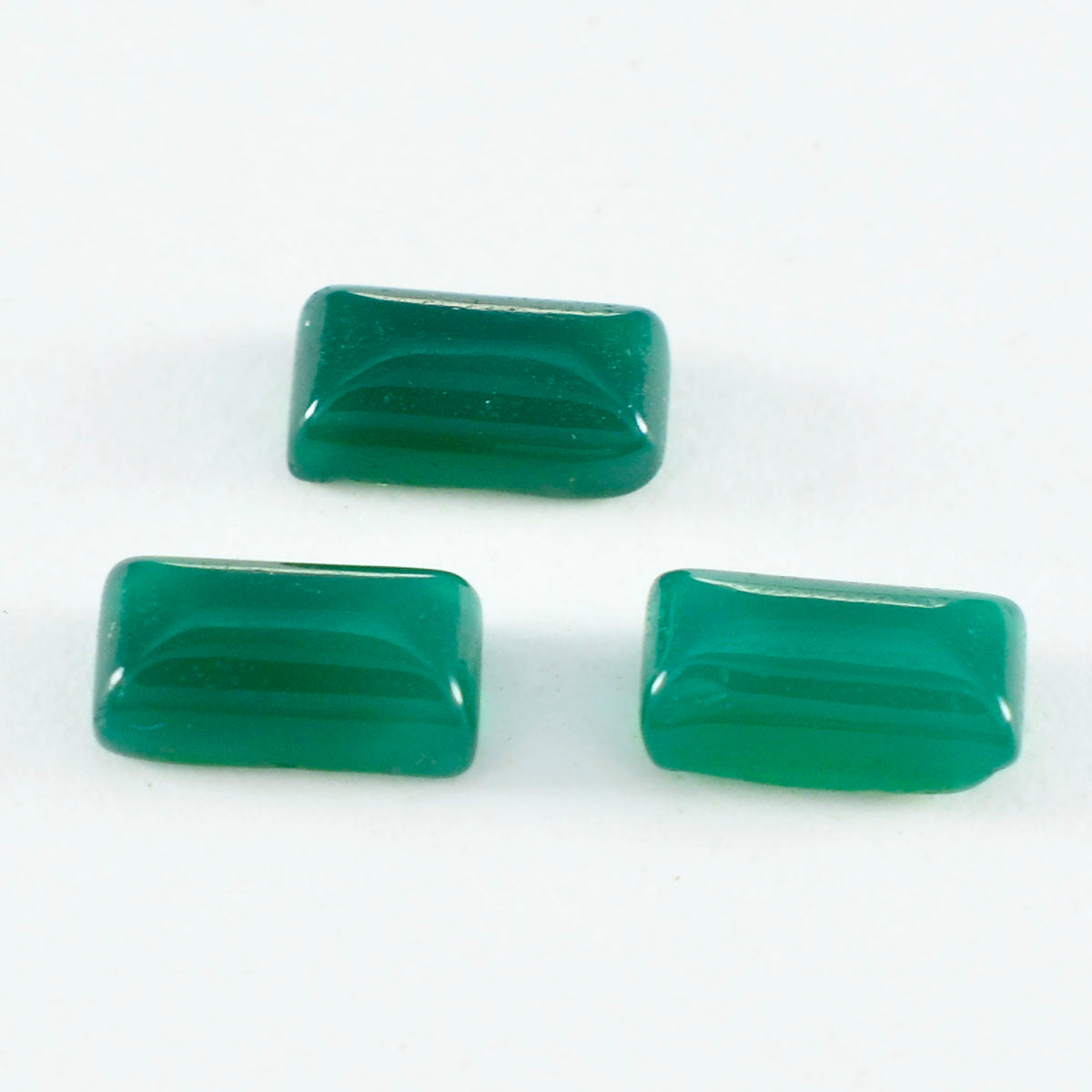 Riyogems 1 Stück grüner Onyx-Cabochon, 7 x 14 mm, Baguett-Form, Schönheitsqualitätsstein