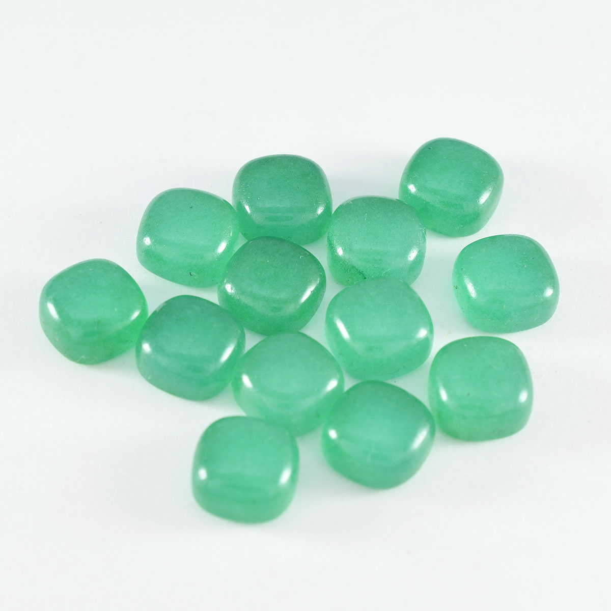 Riyogems 1 pieza cabujón de ónix verde 6x6 mm forma de cojín piedra suelta de calidad AA