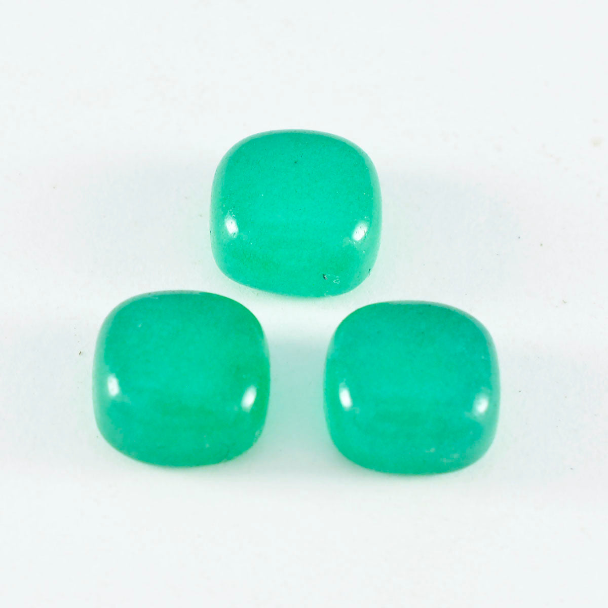 riyogems 1pc グリーン オニキス カボション 7x7 mm クッション形状 aaa 品質ルース宝石