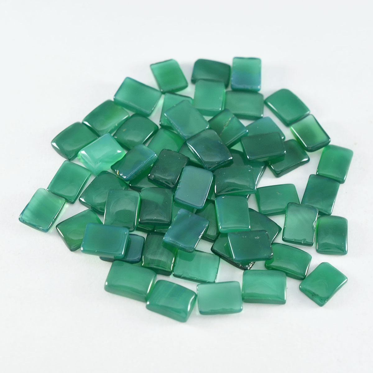 Riyogems 1 pieza cabujón de ónix verde 6x8mm forma octágono gemas sueltas de hermosa calidad