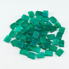 Riyogems 1 Stück grüner Onyx-Cabochon, 5 x 7 mm, achteckige Form, schöne Qualität, loser Edelstein