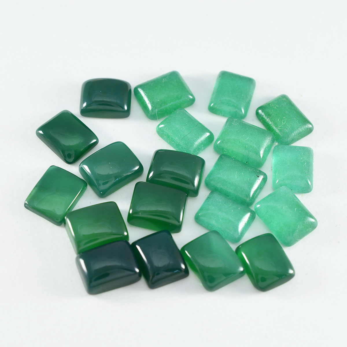 Riyogems 1 Stück grüner Onyx-Cabochon, 6 x 8 mm, achteckige Form, schöne, hochwertige lose Edelsteine