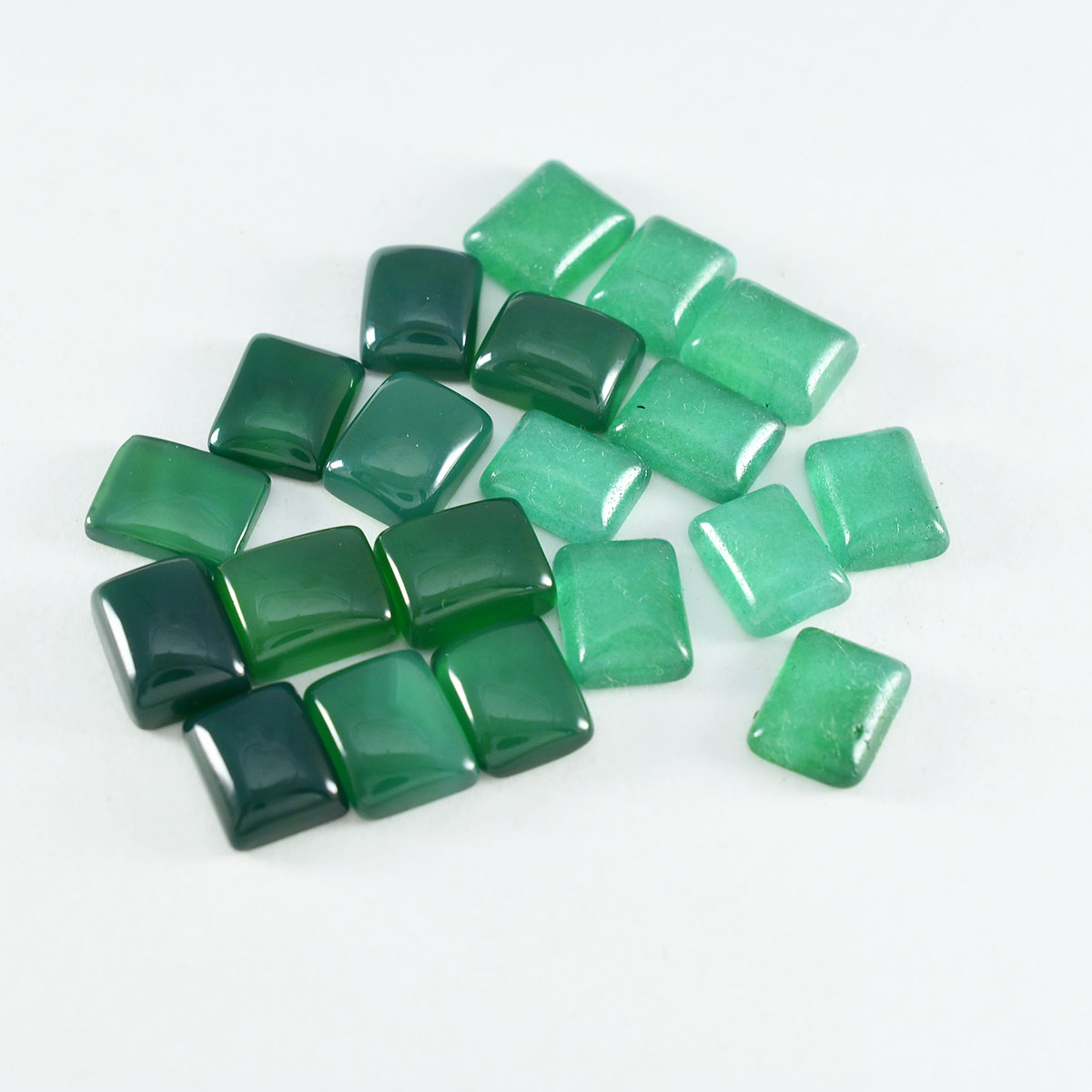 Riyogems 1pc cabochon onyx vert 6x8mm forme octogonale belle qualité pierres précieuses en vrac