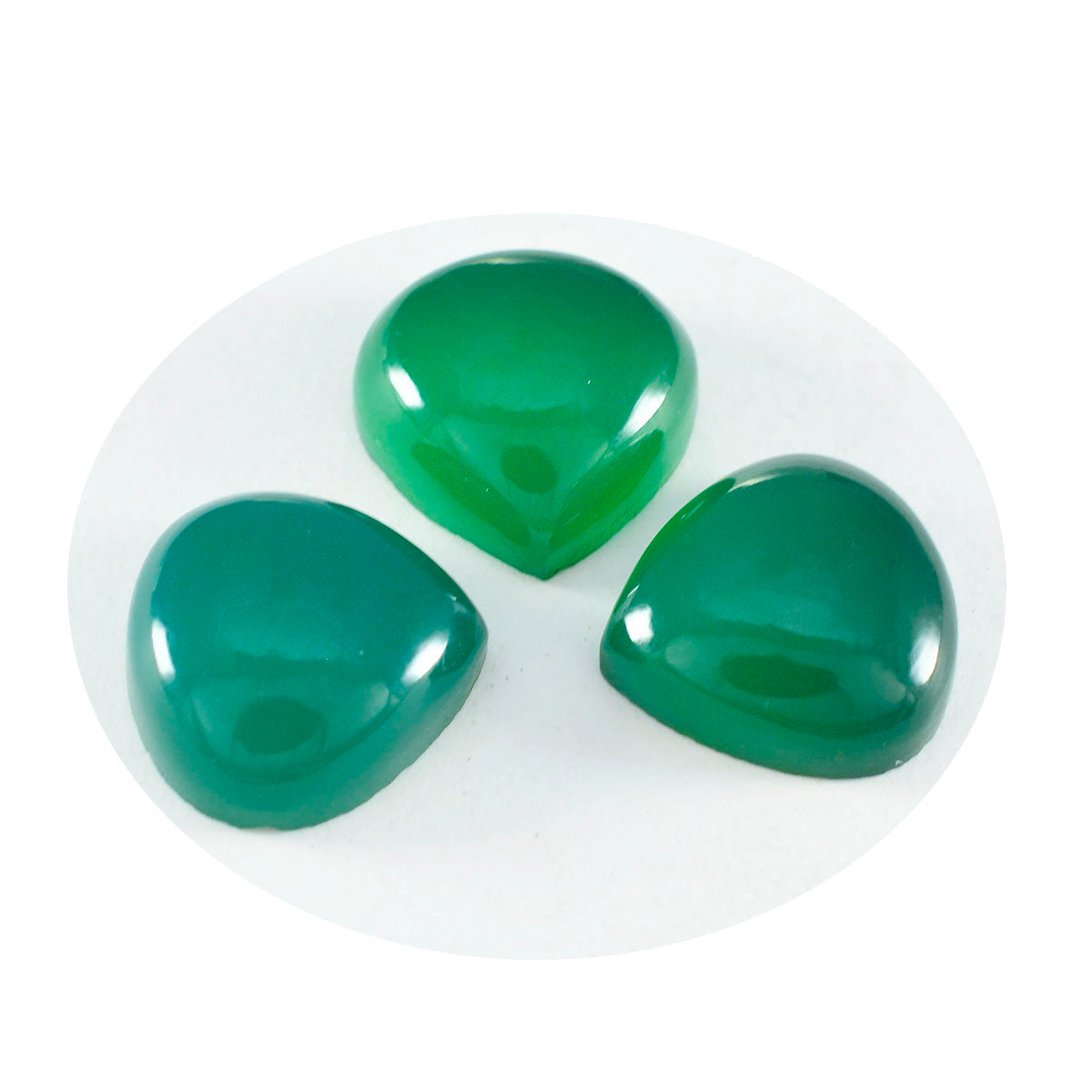 riyogems 1pc グリーン オニキス カボション 13x13 mm ハートシェイプの素晴らしい品質のルース宝石