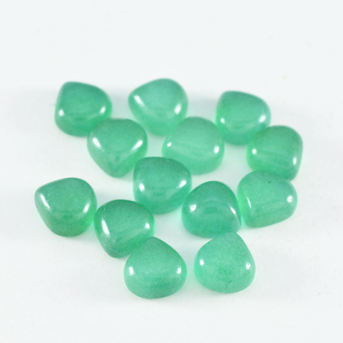 Riyogems 1 Stück grüner Onyx-Cabochon, 7 x 7 mm, Herzform, hübscher, hochwertiger, loser Edelstein