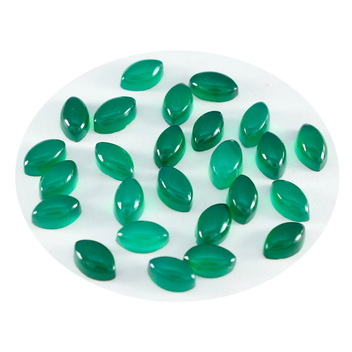 riyogems 1pc グリーン オニキス カボション 3x6 mm マーキス形状の素晴らしい品質の宝石