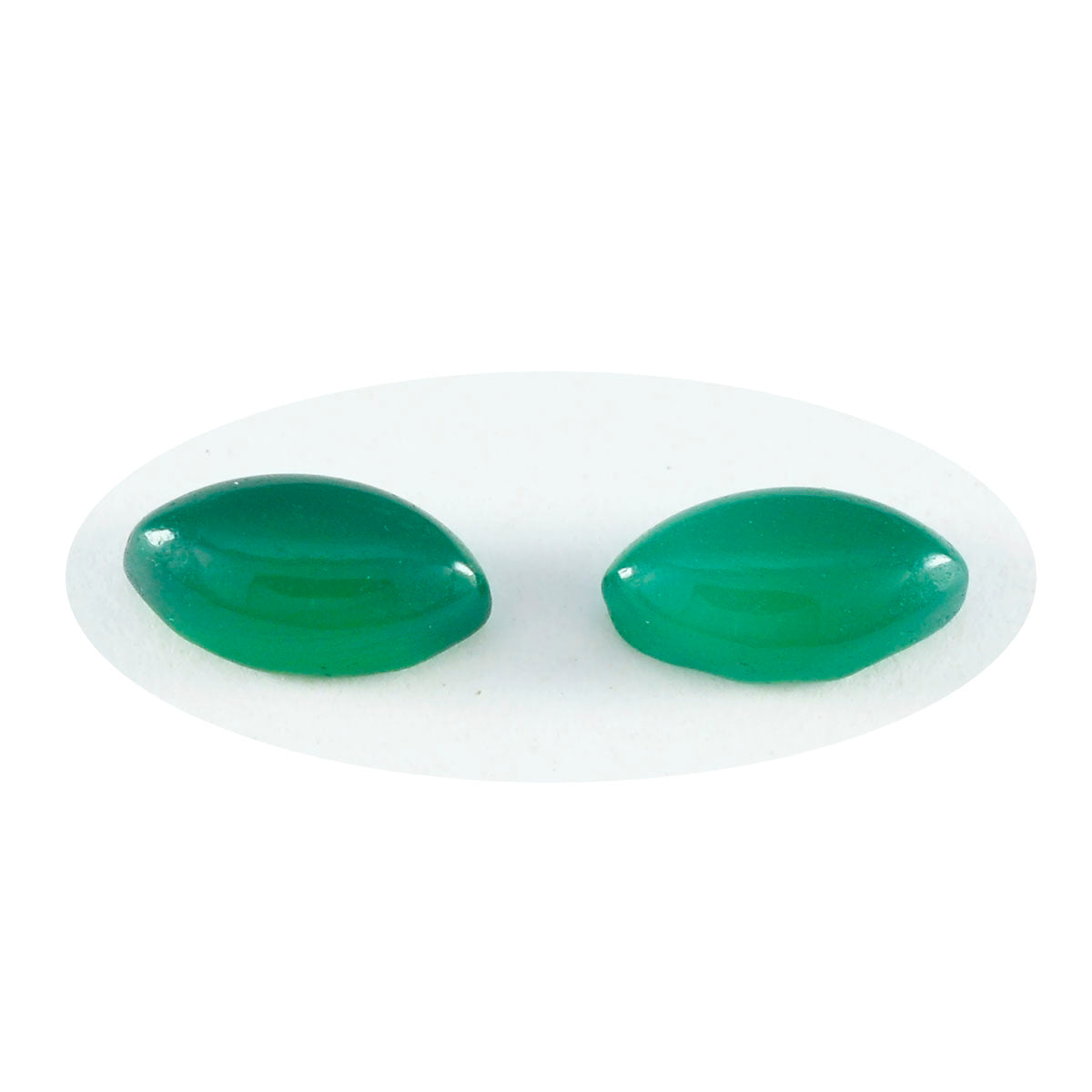 Riyogems 1 Stück grüner Onyx-Cabochon, 7 x 14 mm, Marquise-Form, lose Edelsteine in AAA-Qualität