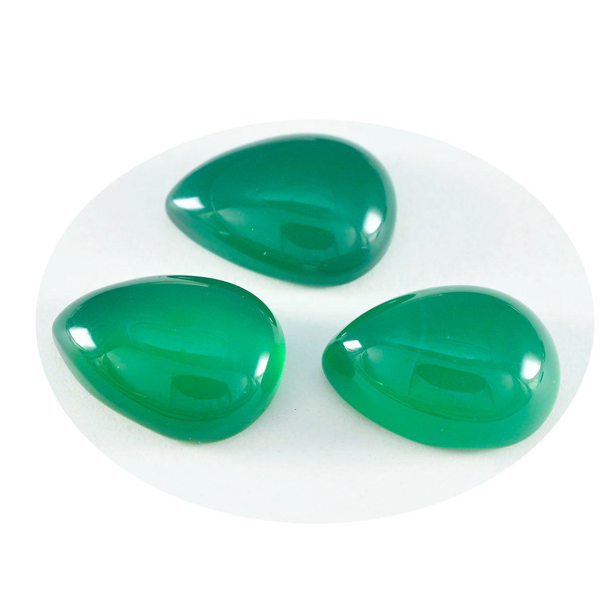 Riyogems 1pc cabochon onyx vert 10x14mm forme de poire pierres précieuses en vrac de grande qualité
