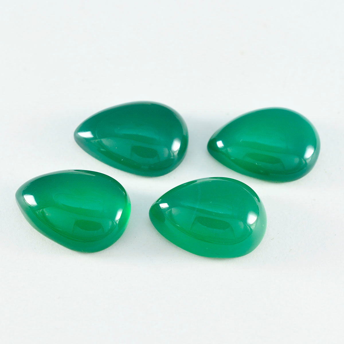 Riyogems 1 Stück grüner Onyx-Cabochon, 12 x 16 mm, Birnenform, fantastischer hochwertiger loser Stein