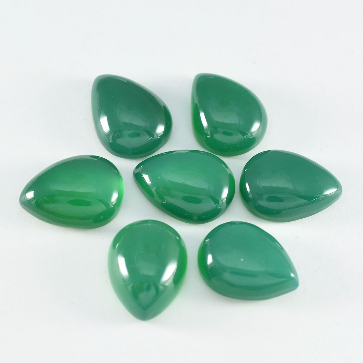 riyogems 1 st grön onyx cabochon 12x16 mm päronform fantastisk kvalitet lös sten