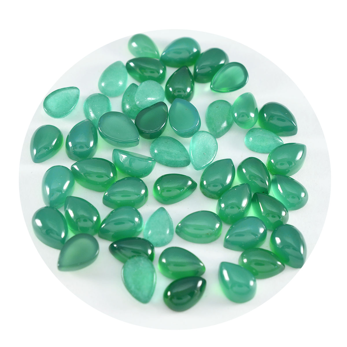 riyogems 1pc cabochon onyx vert 5x7 mm forme poire jolies pierres précieuses de qualité