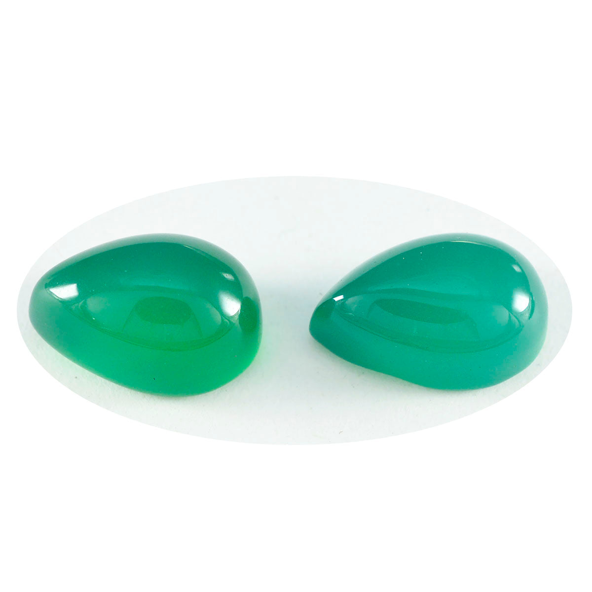 Riyogems 1 Stück grüner Onyx-Cabochon, 6 x 9 mm, Birnenform, Stein von erstaunlicher Qualität