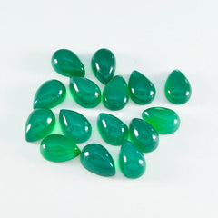 Riyogems 1 cabochon d'onyx vert 7x10 mm en forme de poire, pierre précieuse de belle qualité