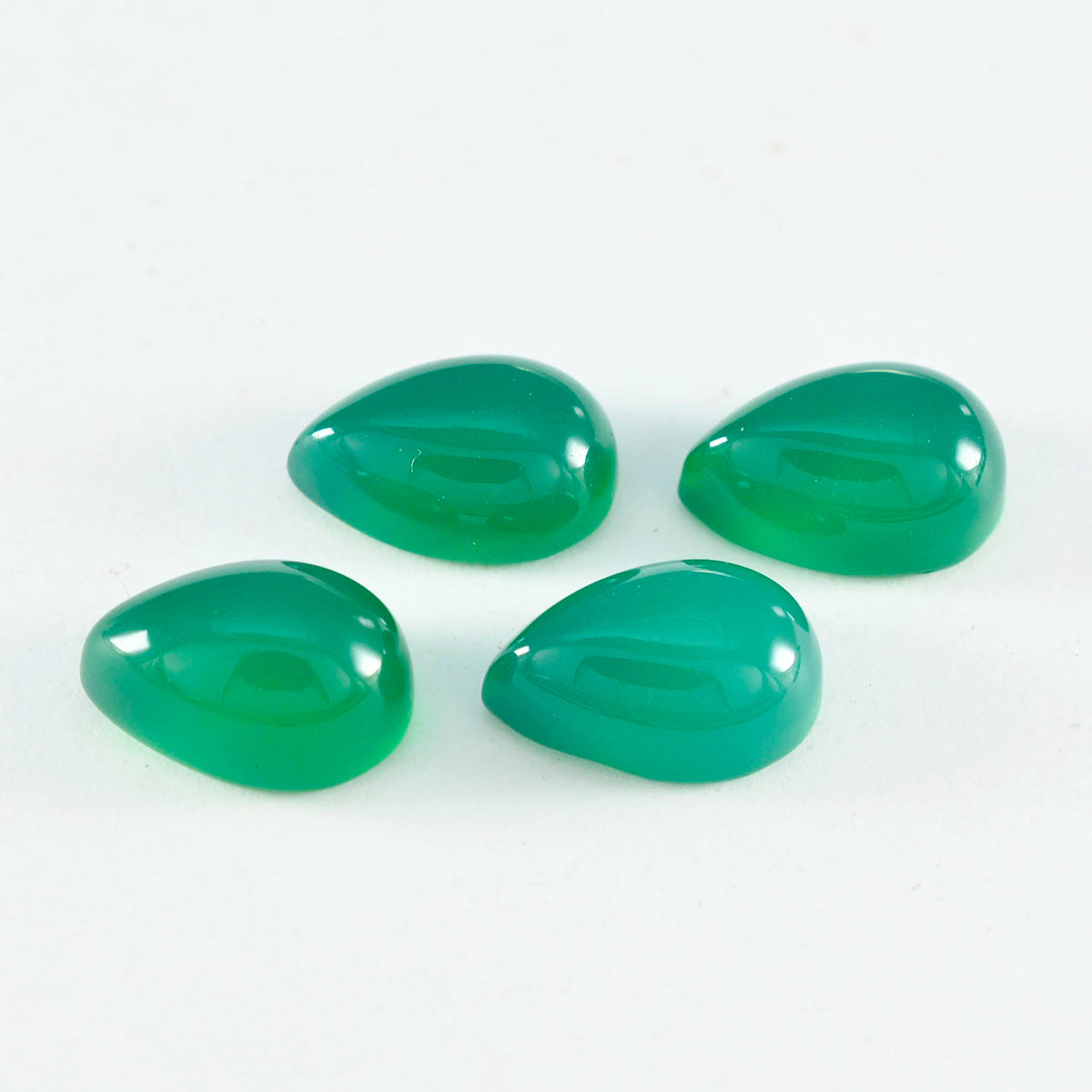 Riyogems 1 Stück grüner Onyx-Cabochon, 8 x 12 mm, Birnenform, hübscher, hochwertiger, loser Edelstein
