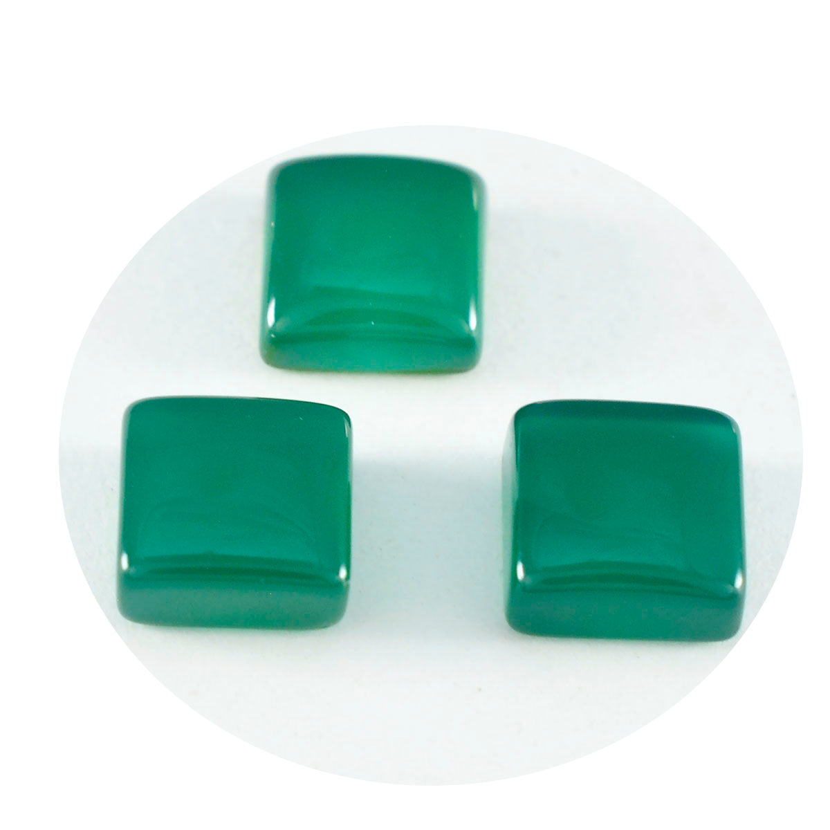 riyogems 1pc グリーン オニキス カボション 13x13 mm 正方形の形の見栄えの良い品質のルース宝石