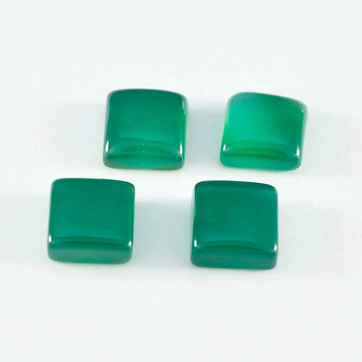 Riyogems 1 Stück grüner Onyx-Cabochon, 15 x 15 mm, quadratische Form, hübscher, hochwertiger loser Stein