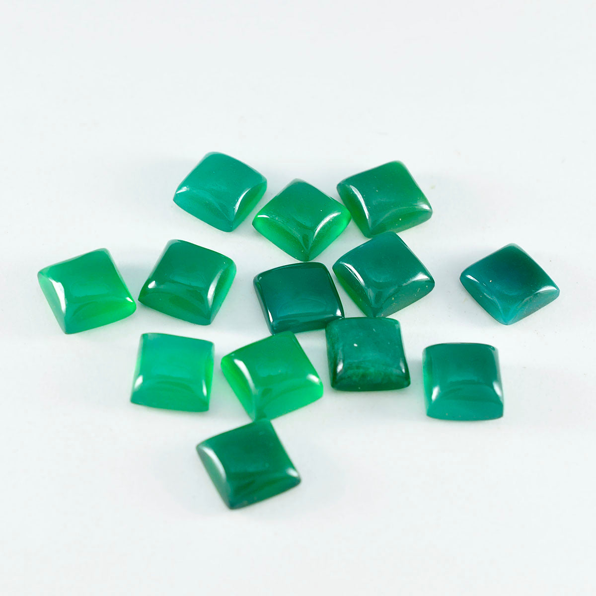 Riyogems 1 Stück grüner Onyx-Cabochon, 4 x 4 mm, quadratische Form, A+1-Qualitätsedelstein