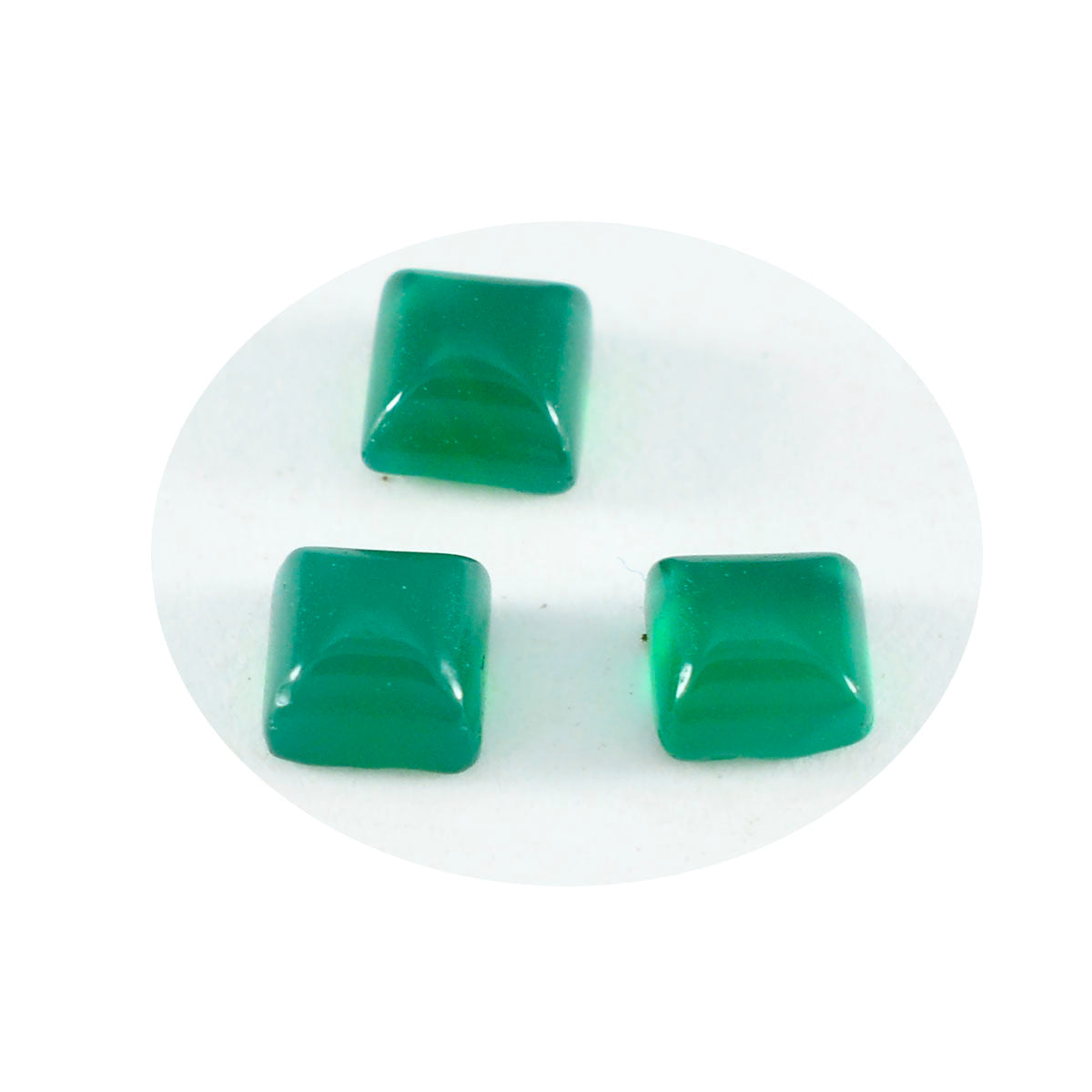 riyogems 1pc グリーン オニキス カボション 7x7 mm 正方形の形状の素晴らしい品質のルースストーン