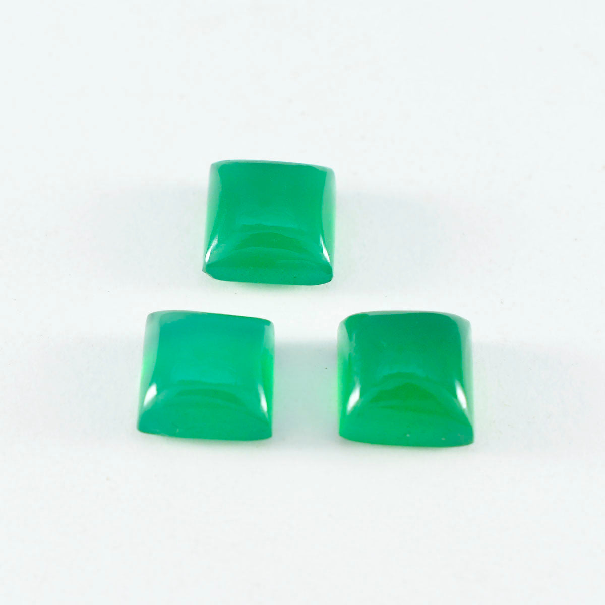 Riyogems 1 Stück grüner Onyx-Cabochon, 9 x 9 mm, quadratische Form, attraktiver Qualitäts-Edelstein