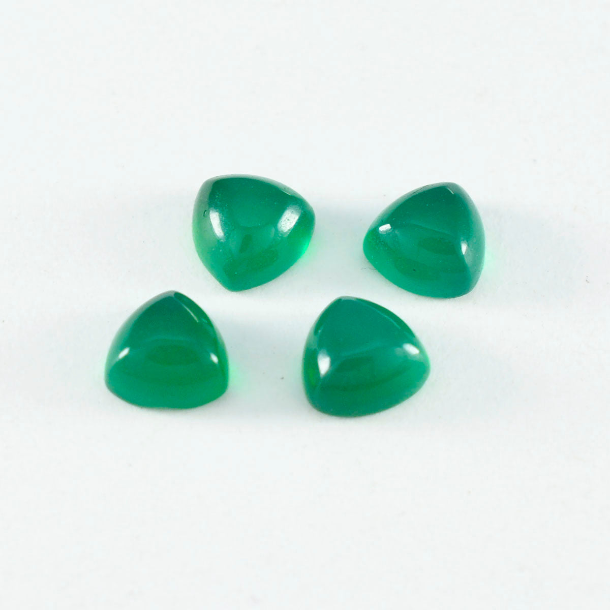 Riyogems 1pc cabochon onyx vert 10x10mm forme trillion merveilleuse qualité pierres précieuses en vrac