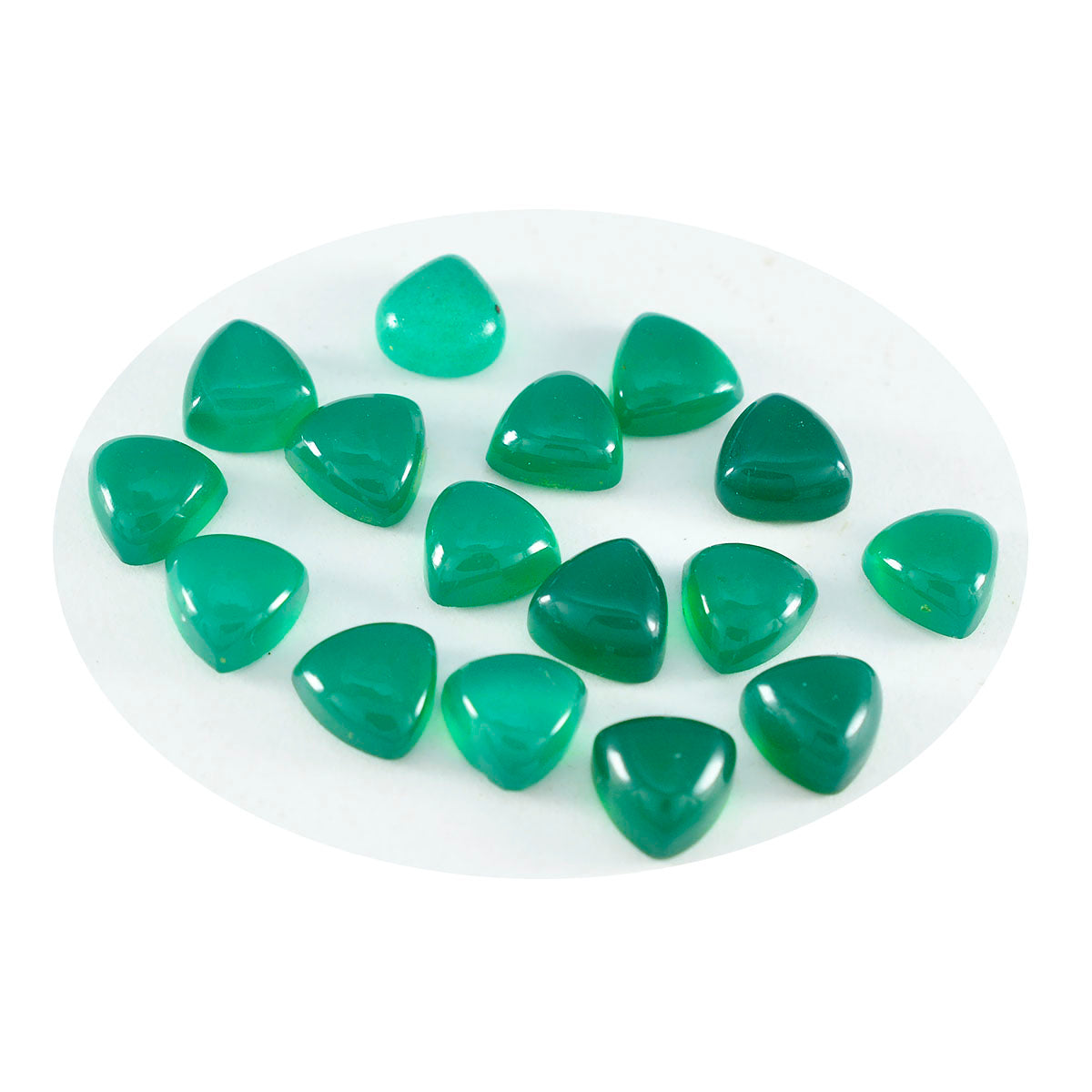 Riyogems 1PC Green Onyx Cabochon 7X7 mm Trillion Shape great Quality Stone