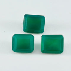 riyogems 1pc リアル グリーン オニキス ファセット 10x12 mm 八角形 a1 品質宝石
